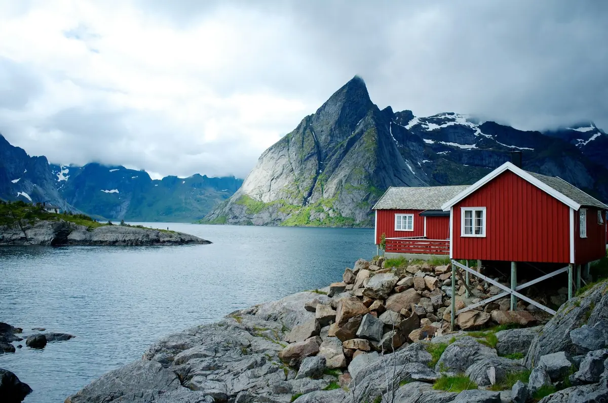 A traditional rorbu fishing cabin in Lofoten