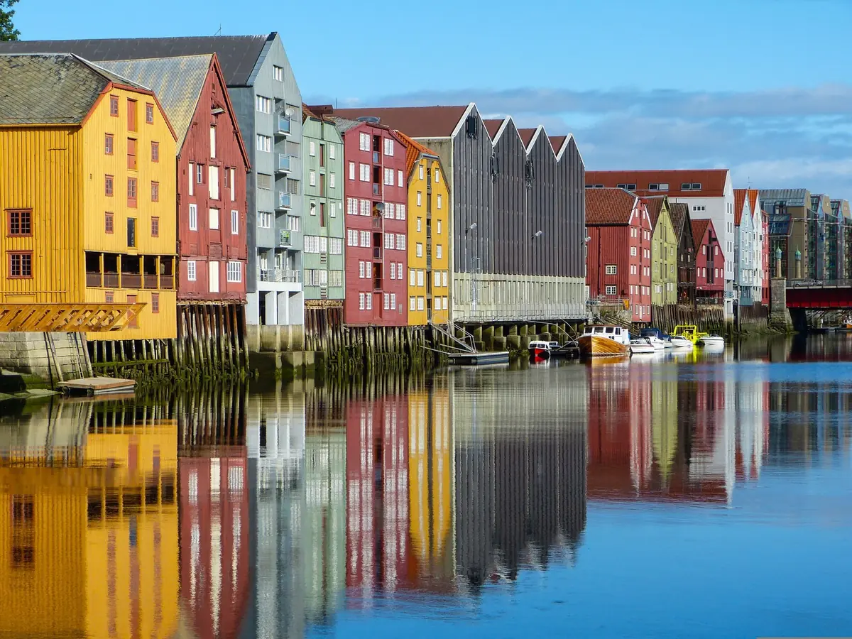 Trondheim: old warehouses along the Nidelva river